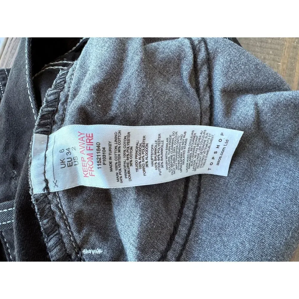 Topshop Wide Leg Utility Carpenter Pants Black Contrast Stitch High Rise punk - Picture 5 of 6